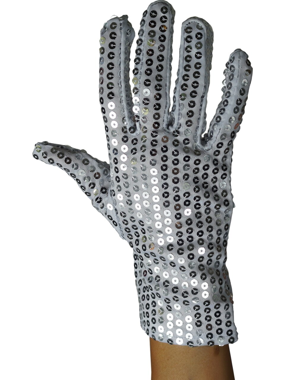 Adult's Right Handed Single Silver Sequin Glove Costume Accessory